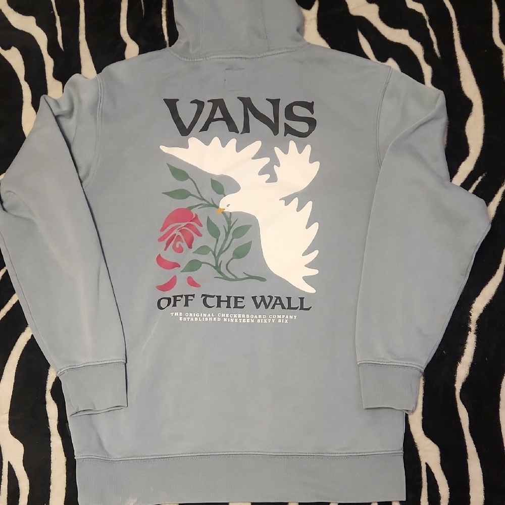 Vans Gray Hoodie with Dove and Rose Graphic